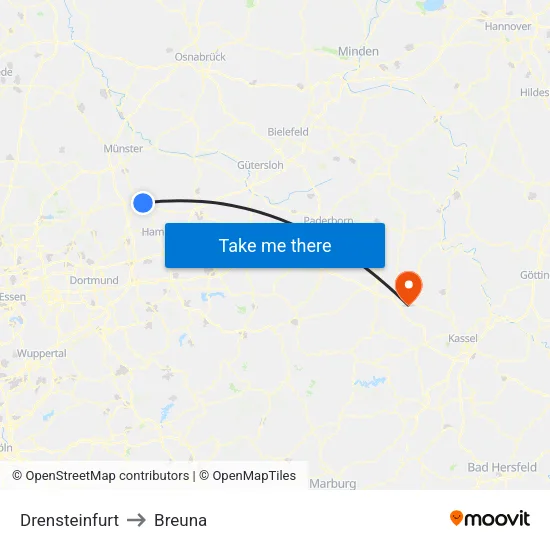 Drensteinfurt to Breuna map