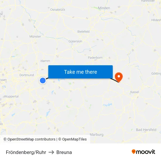 Fröndenberg/Ruhr to Breuna map