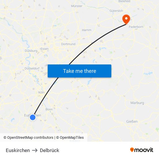 Euskirchen to Delbrück map