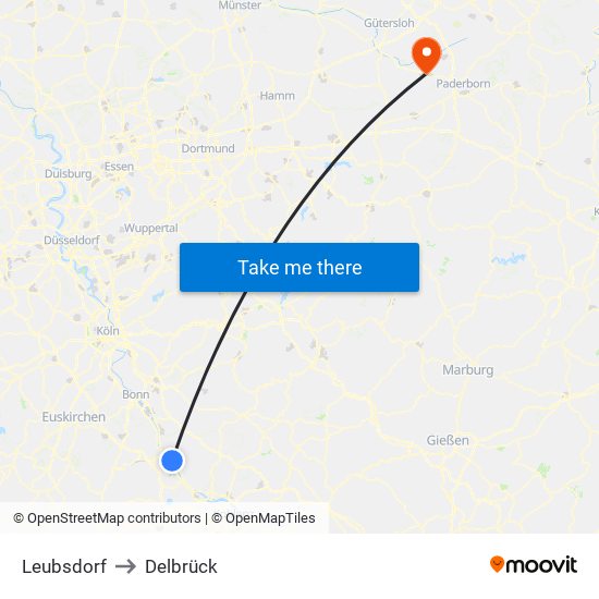Leubsdorf to Delbrück map
