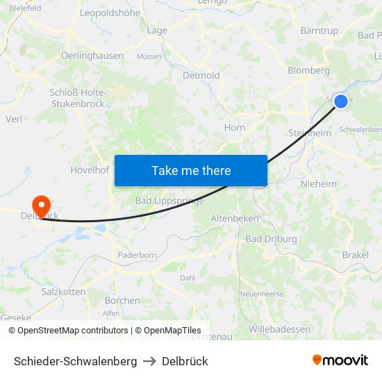 Schieder-Schwalenberg to Delbrück map