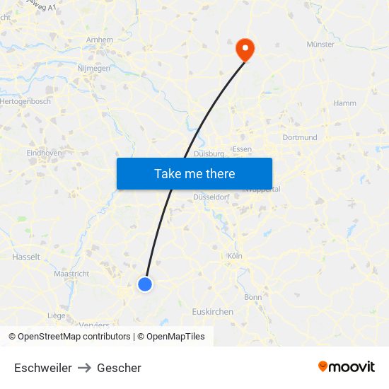Eschweiler to Gescher map