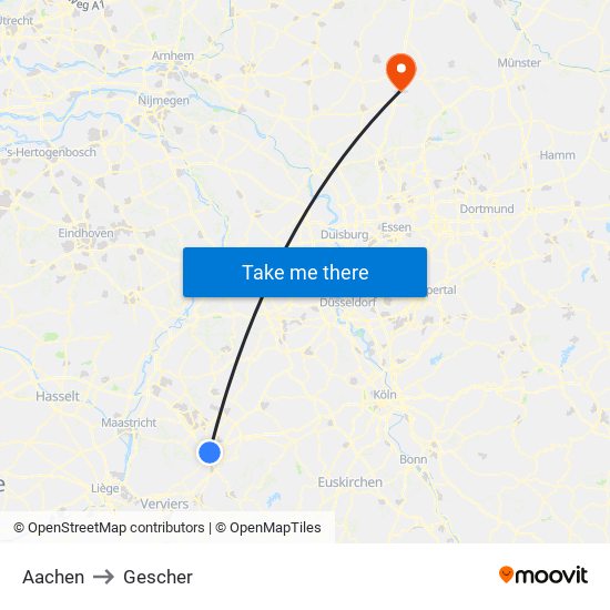 Aachen to Gescher map