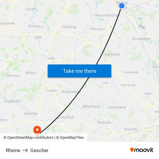 Rheine to Gescher map