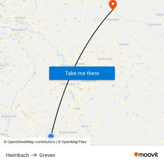 Heimbach to Greven map