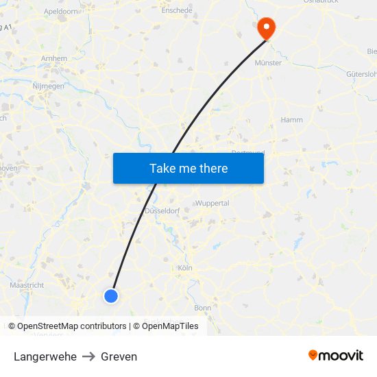 Langerwehe to Greven map