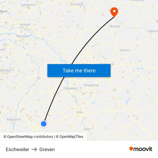 Eschweiler to Greven map