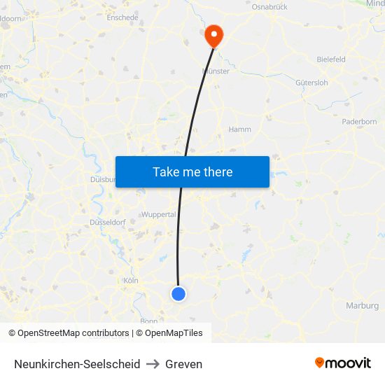 Neunkirchen-Seelscheid to Greven map