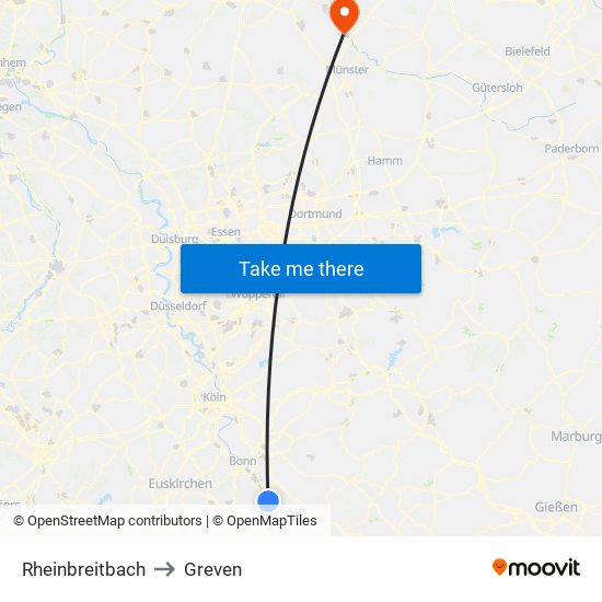 Rheinbreitbach to Greven map