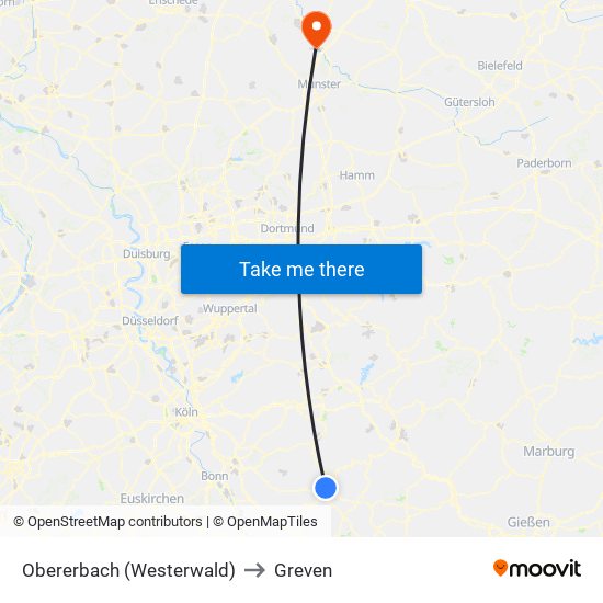 Obererbach (Westerwald) to Greven map