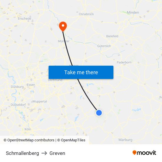 Schmallenberg to Greven map