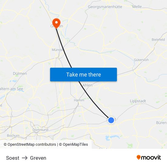 Soest to Greven map