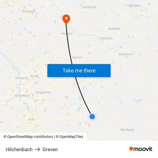 Hilchenbach to Greven map