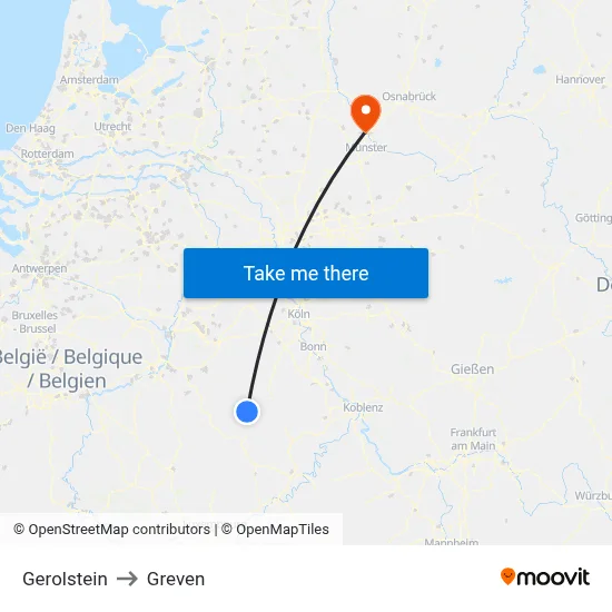 Gerolstein to Greven map