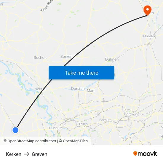 Kerken to Greven map