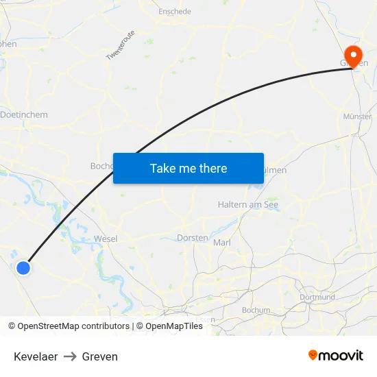 Kevelaer to Greven map