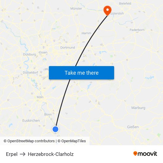 Erpel to Herzebrock-Clarholz map