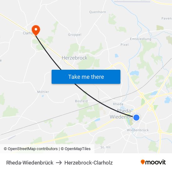 Rheda-Wiedenbrück to Herzebrock-Clarholz map