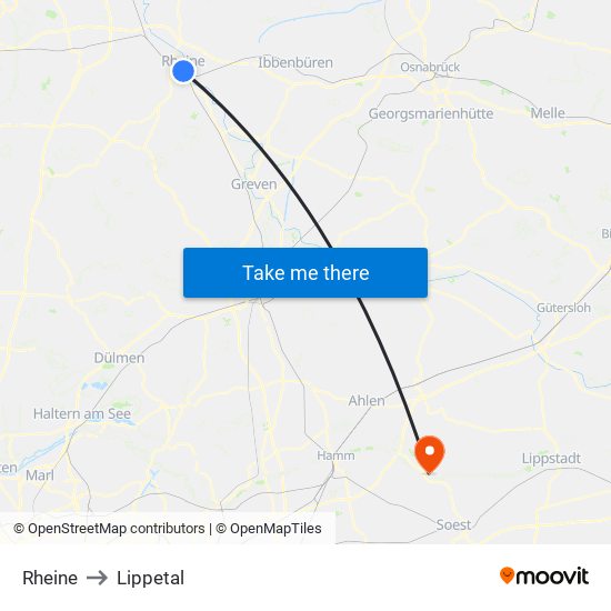 Rheine to Lippetal map