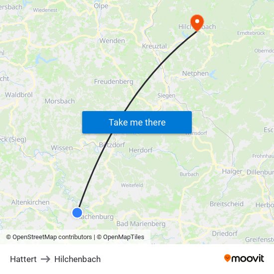 Hattert to Hilchenbach map