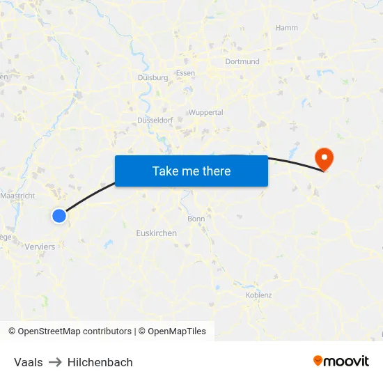Vaals to Hilchenbach map