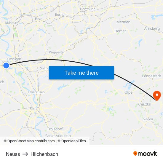 Neuss to Hilchenbach map