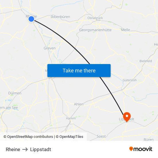 Rheine to Lippstadt map