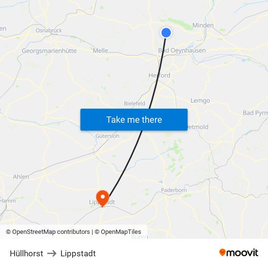 Hüllhorst to Lippstadt map