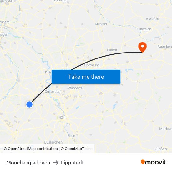 Mönchengladbach to Lippstadt map