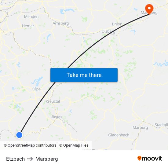 Etzbach to Marsberg map