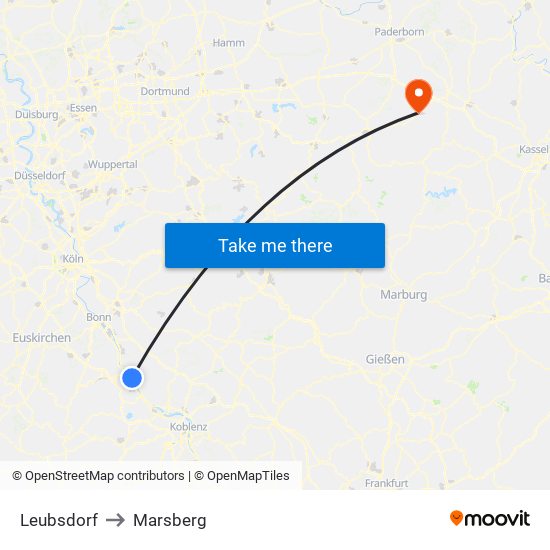 Leubsdorf to Marsberg map