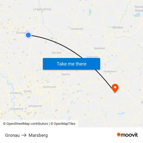 Gronau to Marsberg map