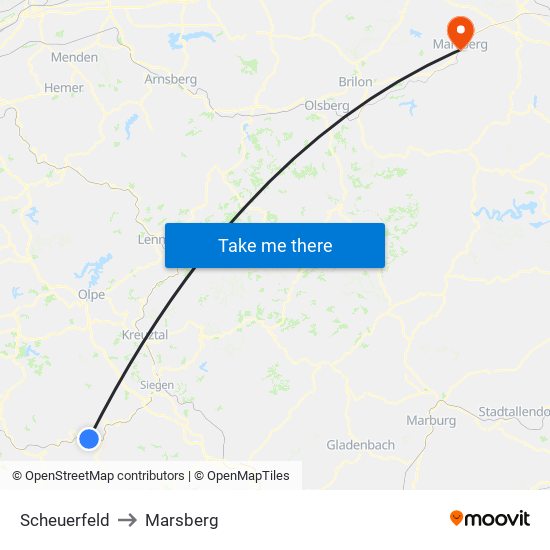 Scheuerfeld to Marsberg map