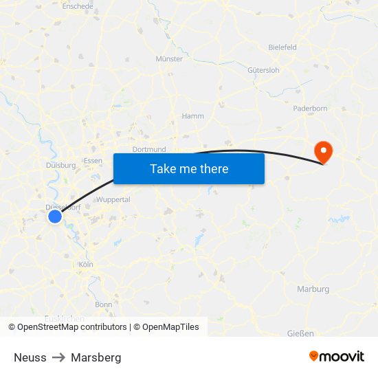 Neuss to Marsberg map