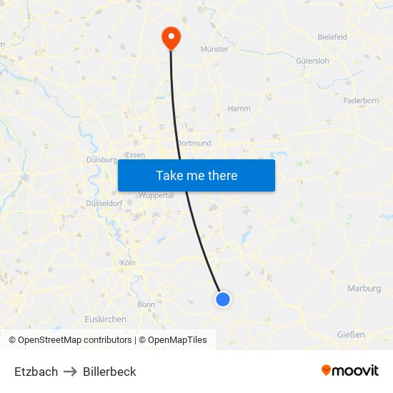 Etzbach to Billerbeck map