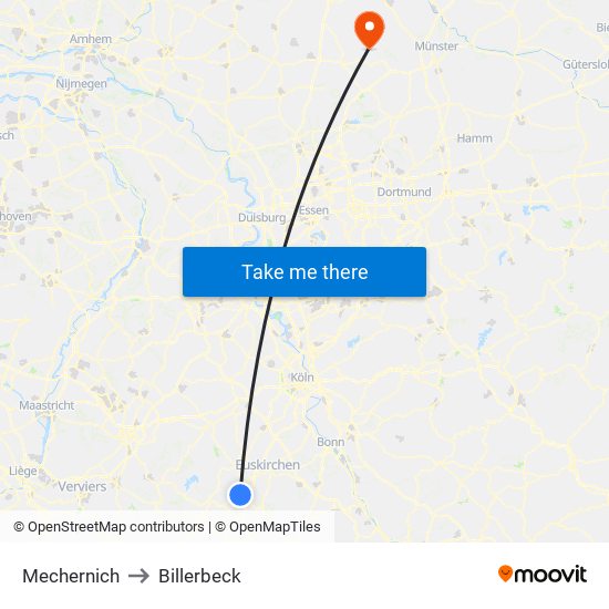 Mechernich to Billerbeck map