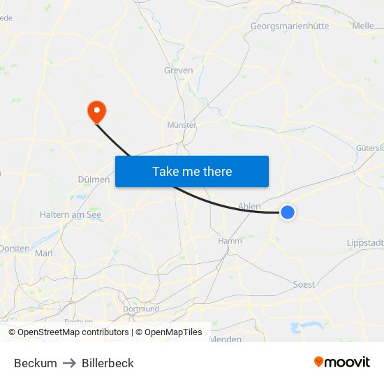 Beckum to Billerbeck map