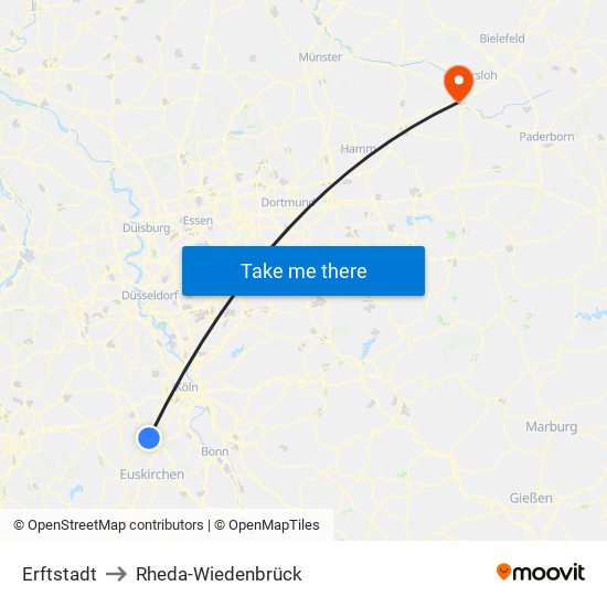 Erftstadt to Rheda-Wiedenbrück map