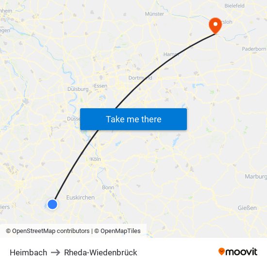 Heimbach to Rheda-Wiedenbrück map