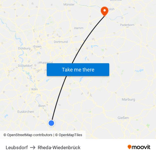 Leubsdorf to Rheda-Wiedenbrück map