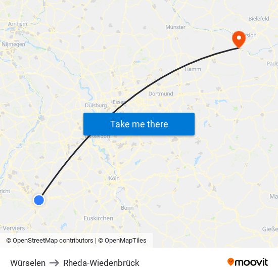 Würselen to Rheda-Wiedenbrück map