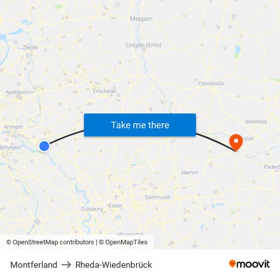 Montferland to Rheda-Wiedenbrück map