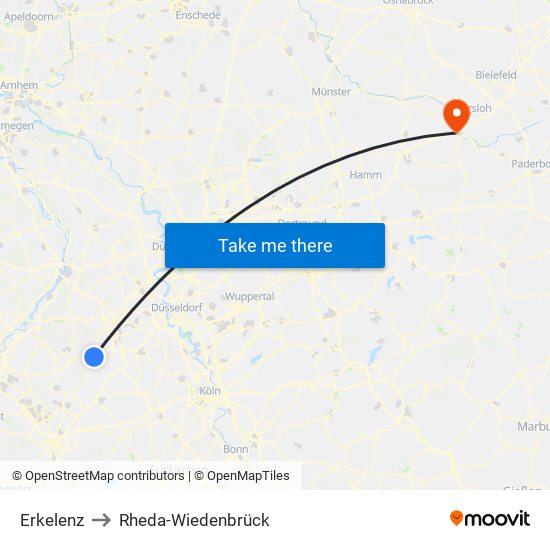 Erkelenz to Rheda-Wiedenbrück map