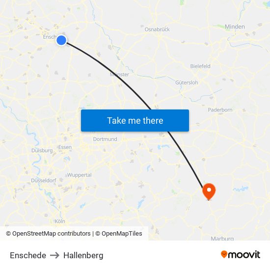 Enschede to Hallenberg map