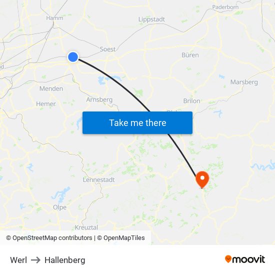 Werl to Hallenberg map