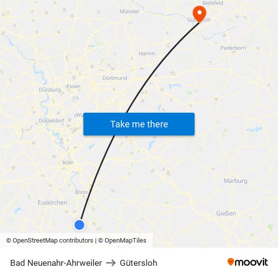 Bad Neuenahr-Ahrweiler to Gütersloh map