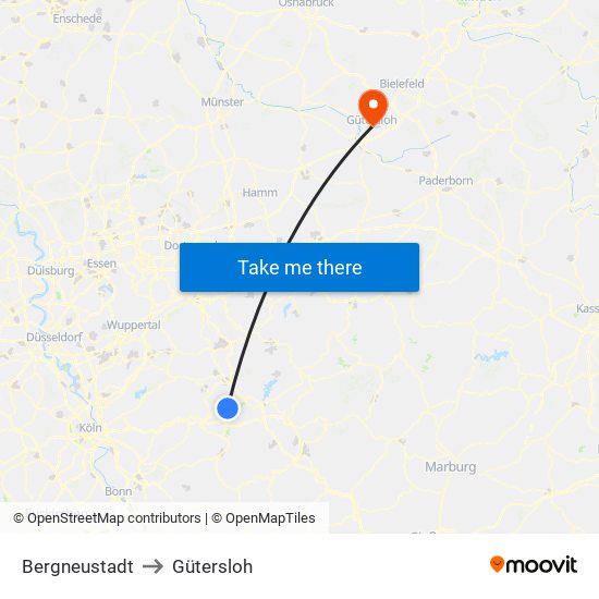Bergneustadt to Gütersloh map