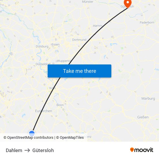 Dahlem to Gütersloh map