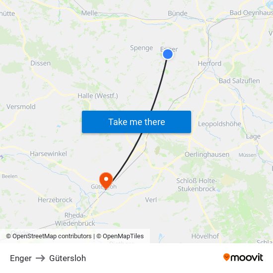 Enger to Gütersloh map