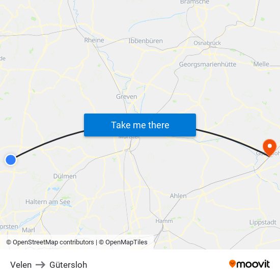 Velen to Gütersloh map